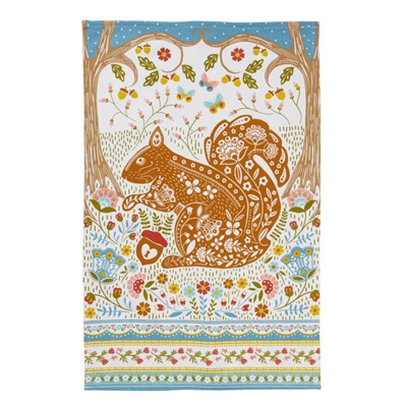 Woodland Squirrel Cotton Tea Towel (UK)