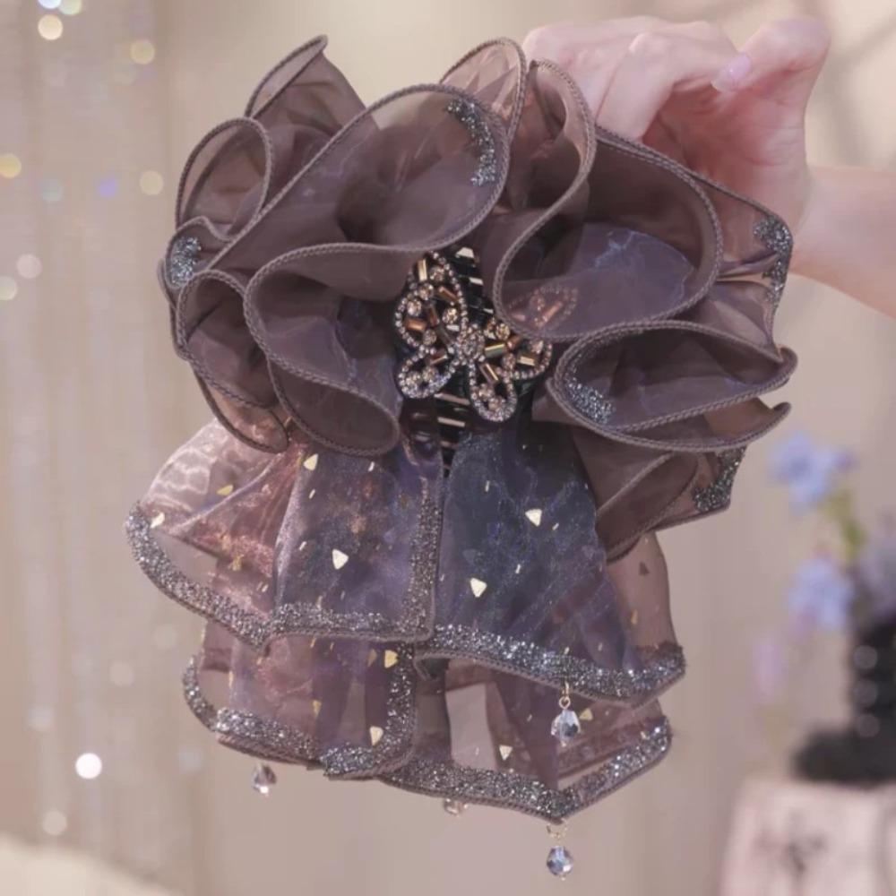 Большая заколка-бант для волос, заколка-бабочка, винтажный зажим, женская кофейный