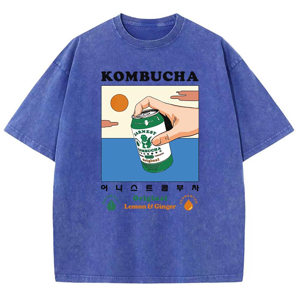 Kombucha Оригинальные постеры Печать мужские футболки Хлопковые уличные футболки для активного отдыха Популярная футболка Одежда для отдыха Смешные короткие рукава S синий 1479₽