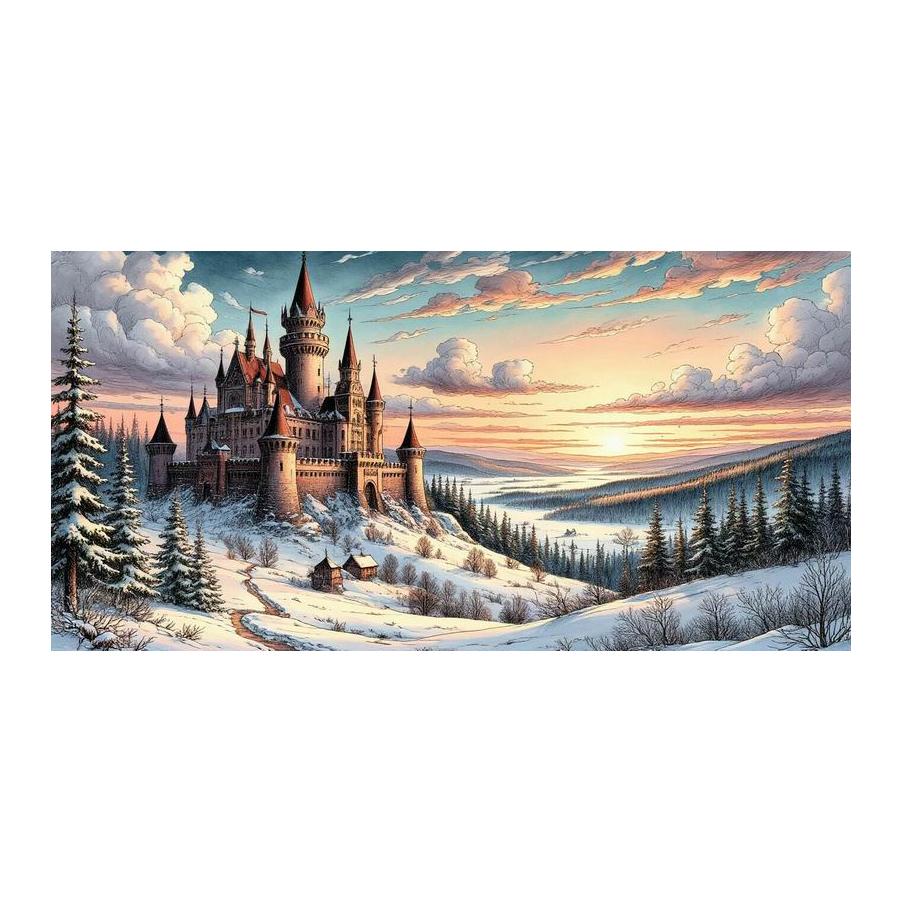 Winter Scenery House Diy Diamond Arts For Adults Painting Large Size Landscape Full Drill Mosaic Embroidery Picture Wall Decor
