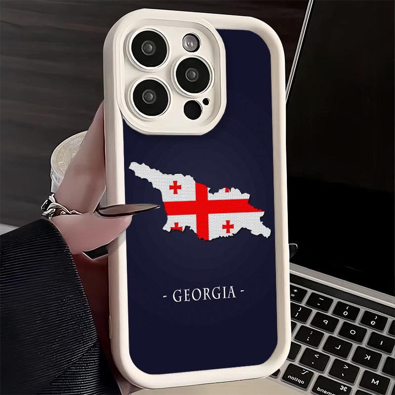

Phone Case for iPhone 17 Air 16E 15 16 Pro Max Georgia Passport Flag Cover 14 Plus 13 12 Mini Soft Shell Silicone Fundas iPhone 16 Pro Max
