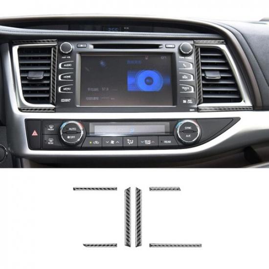 Set Carbon Fiber Car Front Dashboard AC Vent Cover For Toyota Highlander 15-18