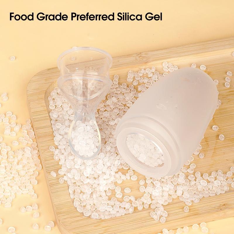 100ml Υγρή Σιλικόνη Μπιμπερό Φαγητό Ρυζόγαλλο Πουρές Φρούτων Παιδικό Μπουκαλάκι Σίτισης με Σπάτουλα Δοσομέτρησης