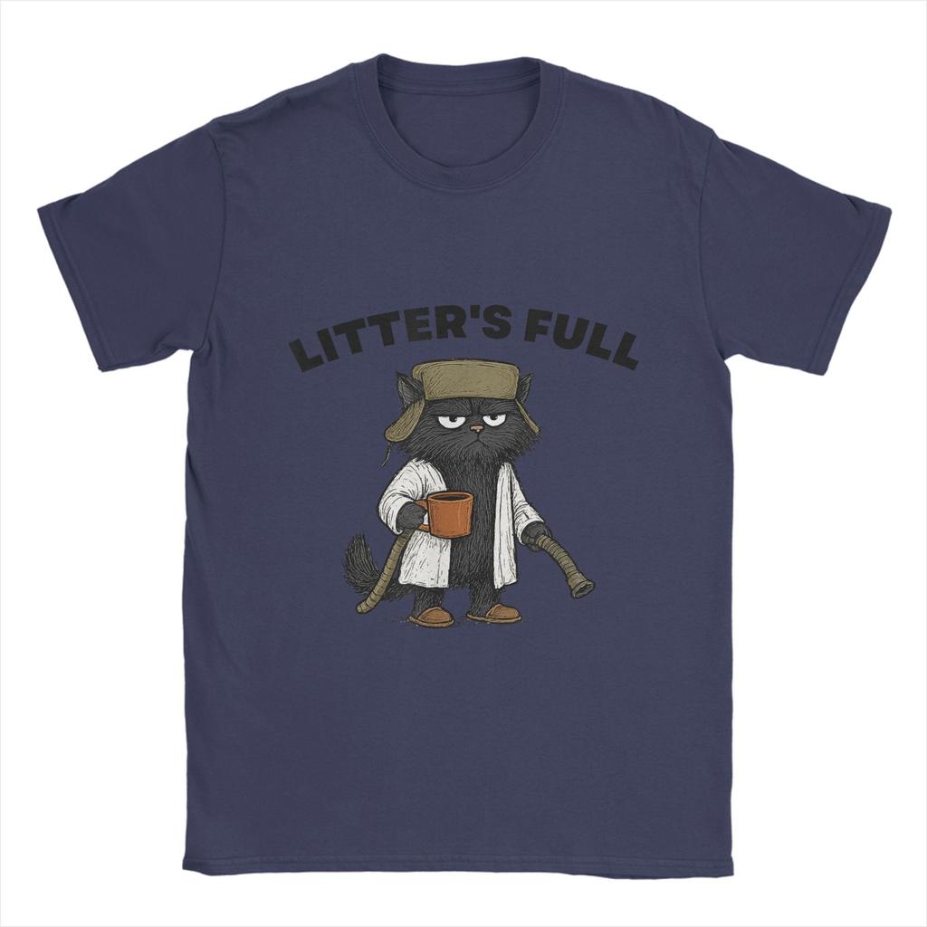 Funny Litters Full Cat  Men's T Shirts  Vintage Tee Shirt Short Sleeve Round Collar T-Shirts 100% Cotton Summer Tops