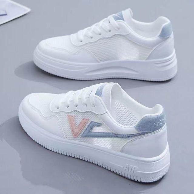 

Женская вулканизированная обувь, легкие кроссовки, женская однотонная обувь на плоской подошве, сетчатая женская удобная дышащая повседневная белая обувь 37