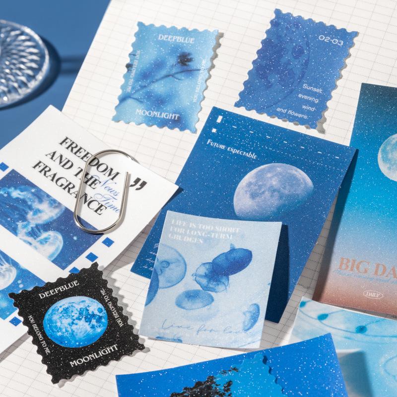 Stilles blaues Glitzer-Sticker-Set: Ketchup Girl Blues Thema DIY Journal Dekoration