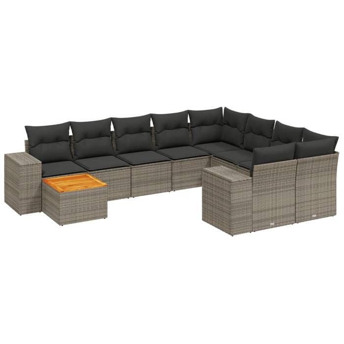 VidaXL Salon de Jardin avec Coussins 10 pcs, Canapés de Terrasse, Ensemble de Meubles de Patio, Mobilier d'Extérieur, Gris 3257943