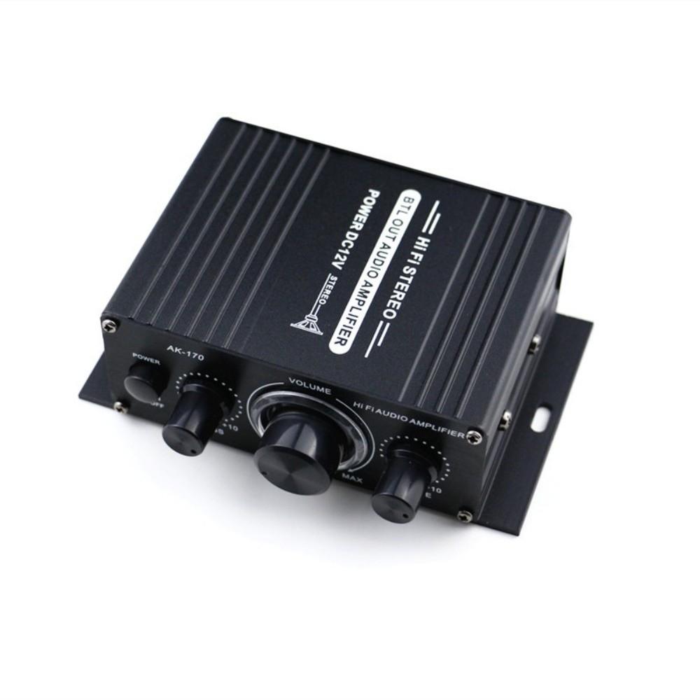 Aluminum Alloy Digital Power Audio Amplifier Blue Light DC12V Power Stereo Audio Amplifier 2-Channel Amplifier Home Audio System