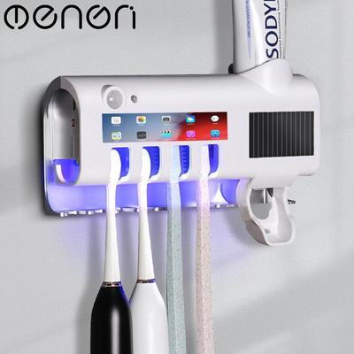 MENGNI Portaspazzolino UV a energia solare Spremiagrumi automatico per dentifricio Dispenser per dentifricio a parete Accessori per il bagno di casa