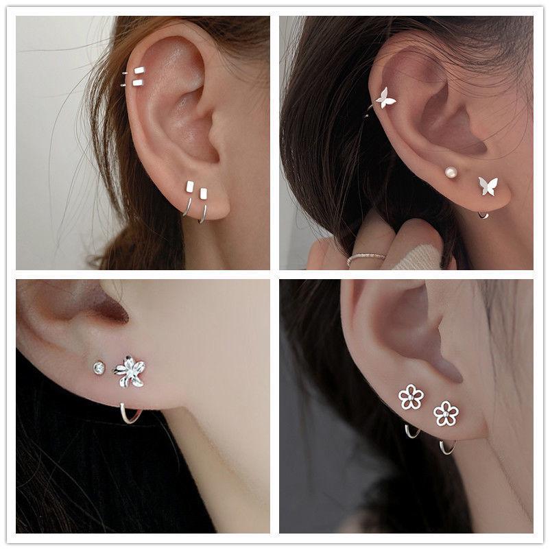 925 Sterling Silver Butterfly Stud Earrings - Elegant Ear Clips & Trendy Ear Hoops for Women