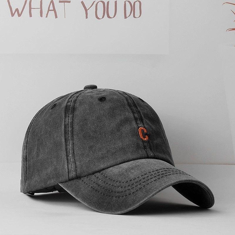 Washed Black Baseball Cap Men Women's Vintage Dad Hat with Embroidery Adjustable Casual Duck Tongue Hat