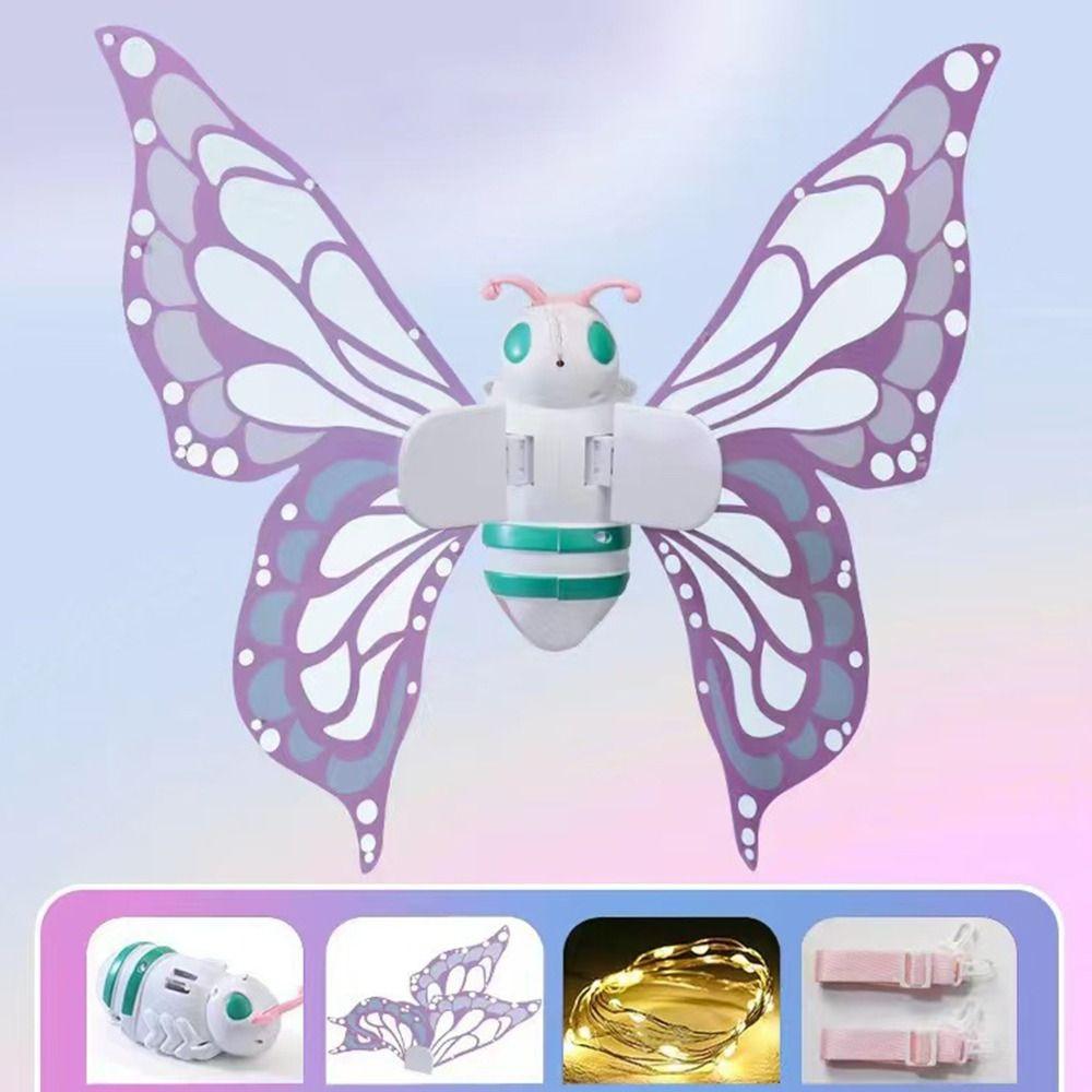 Luminous Glowing Light Up Fairy Wings with LED Lights Adjustable Straps Moving Butterfly Angel Wings Princess Dress Up Toys