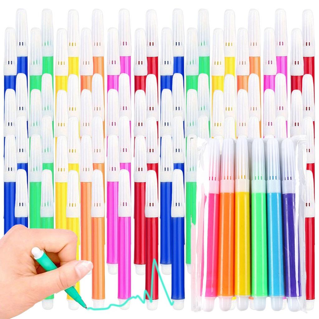 8Packs Markers 6-Color Washable Water Pens, Erasable Whiteboard Markers for Coloring & Art Painting, Perfect School ZSY
