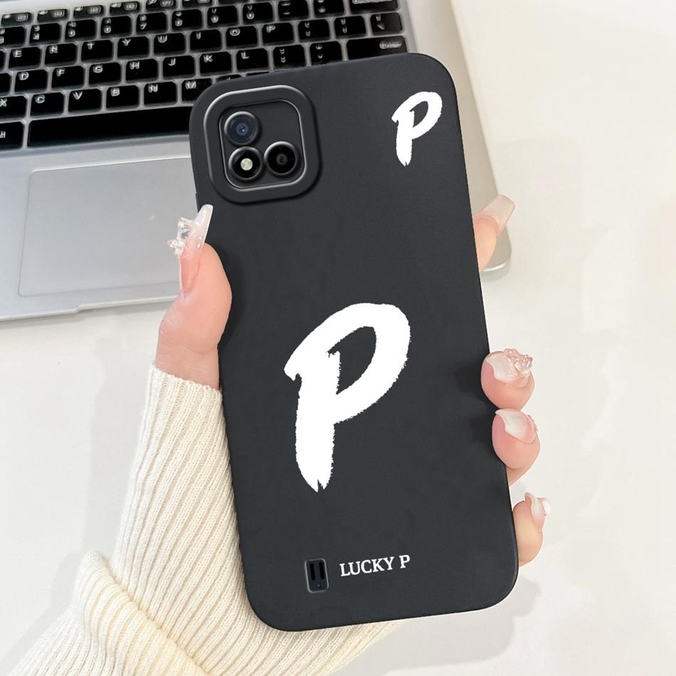 For Realme C11 (2021) Lucky Initial Letter Phone Case For Realme C11 2021 2020 RMX3231 RMX2185 Soft Silicone Shockproof Cases