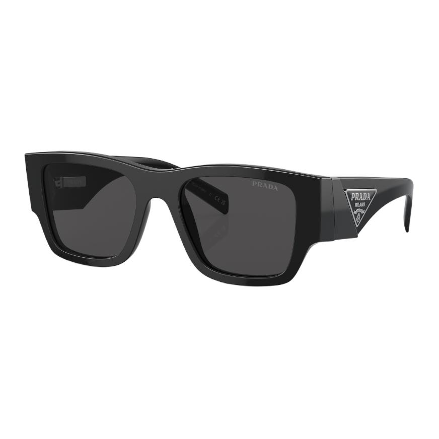 Prada Fashion High-End Triangle Logo Design Acetate Square Sunglasses Unisex Sunglasses Black PR-10ZSF-1AB5S0-55-19