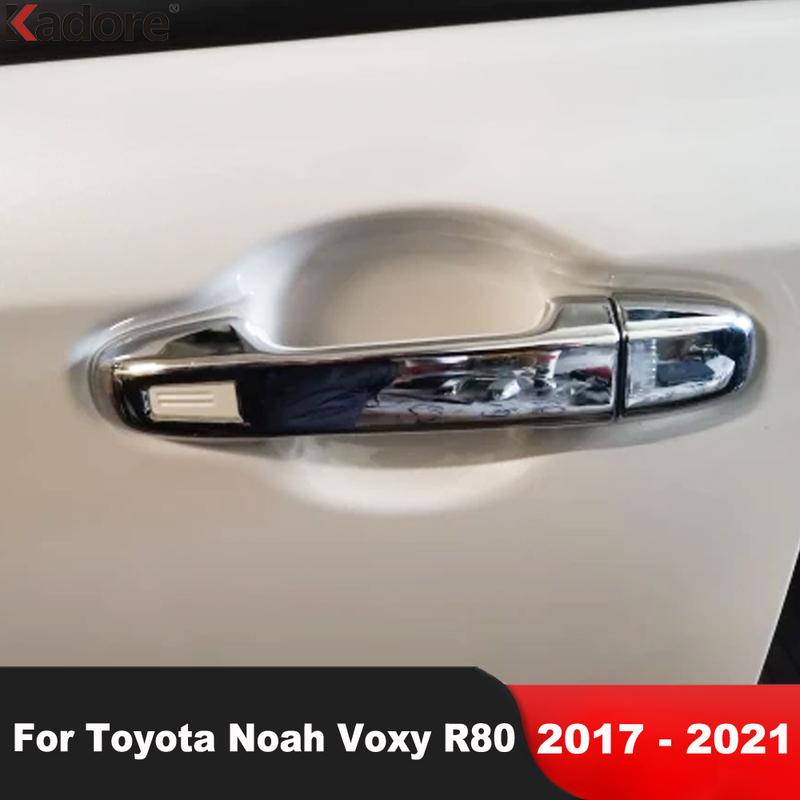 For Toyota Noah Voxy R80 2017 2018    Chrome Car Door Handle Cover Trim Side Handles Catch Cap Overlay Accessories