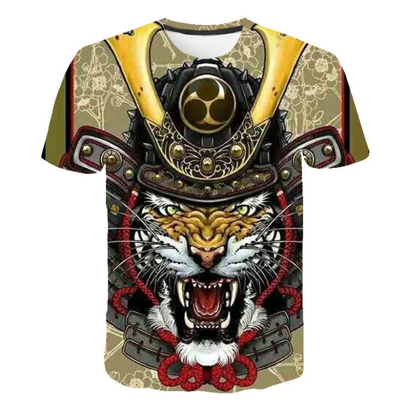Summer New Cartoon Colorful Fox Dog 3D Digital Printed T-shirt Men's Short Sleeved T-shirt
