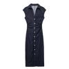 Womens A-Line Sleeveless V-Neck Polo Dress In Pique Cotton Blend Slim Fit Mid-Length 2025 Streetwear