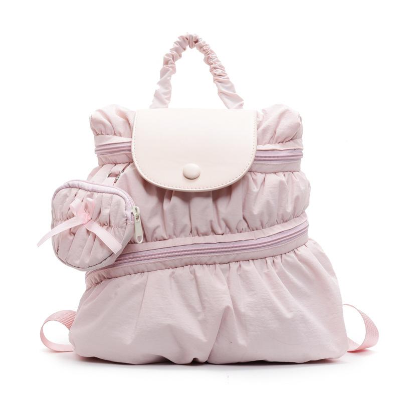 College style backpack women's new trendy fashion pleated nylon casual portable backpack