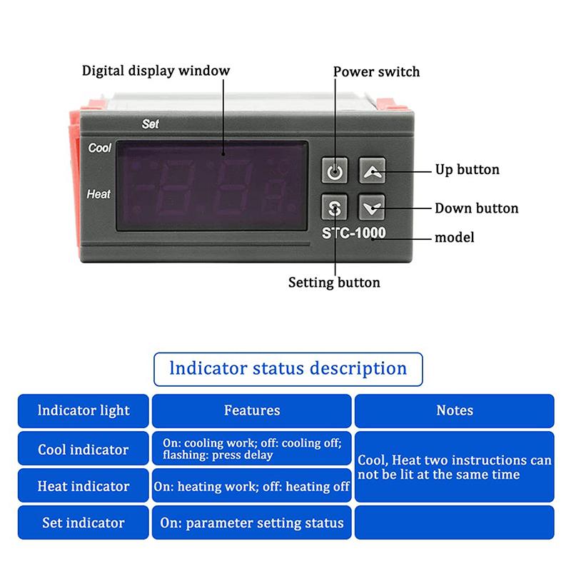 12V 24V 110-220V Regulator Digital de Temperatură cu Microcomputer Digital STC-1000 Termostat + Sondă Senzor NTC