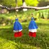 Eye-catching Fringe Jewelry Earrings Multi-layered Creative Red White and Blue