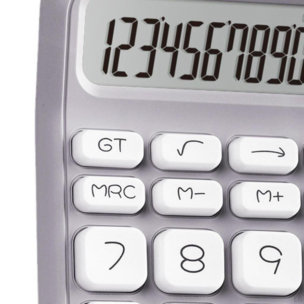 Handheld Mute Mechanical Calculator 12 Digits 14.8x9.3cm Ergonomic 18 Degree Tilt Screen for Office