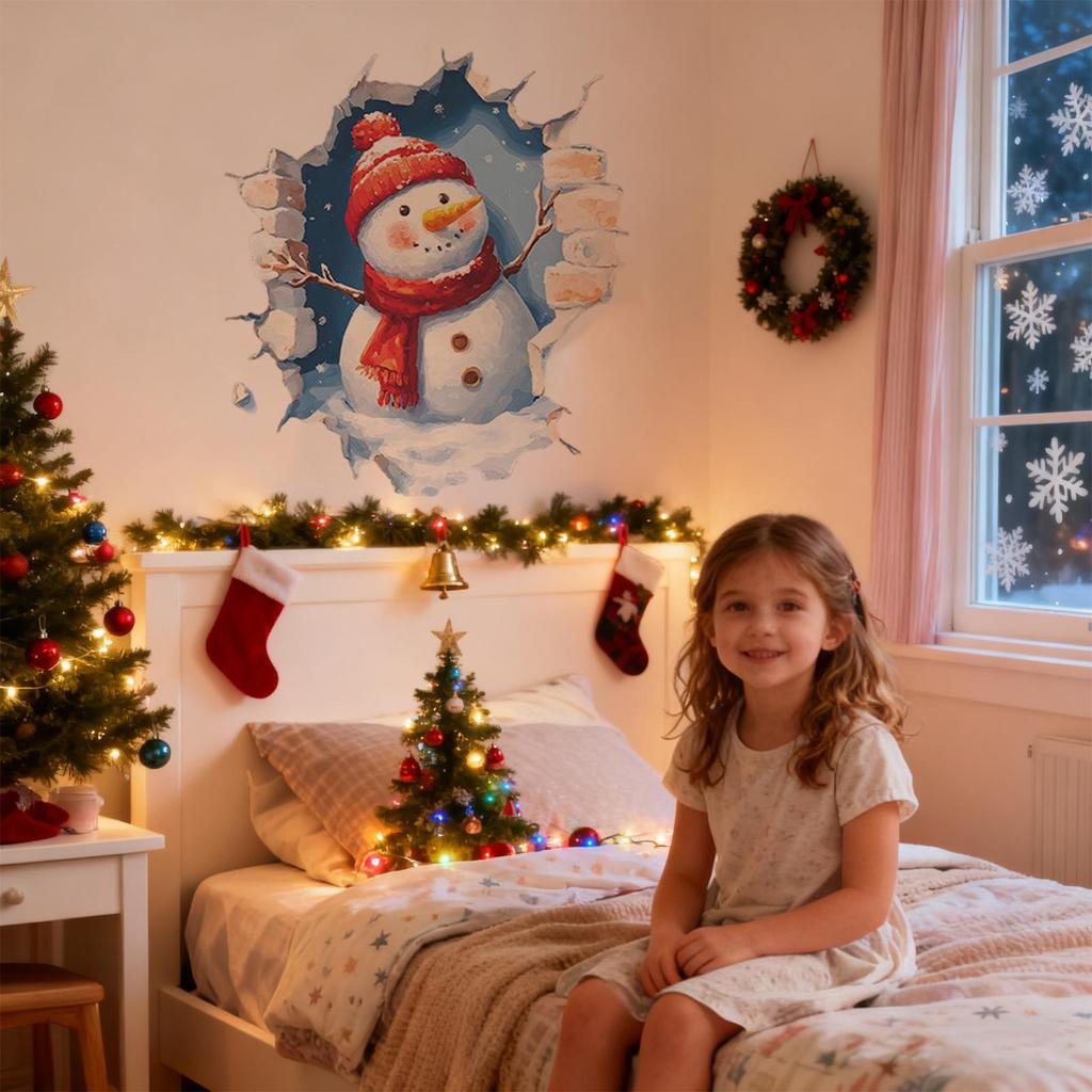 Holiday Window Clings PVC Wall-Breaking Santa Door Clings Holiday Glass Decals Decorations for Bathrooms Kitchens Bedrooms