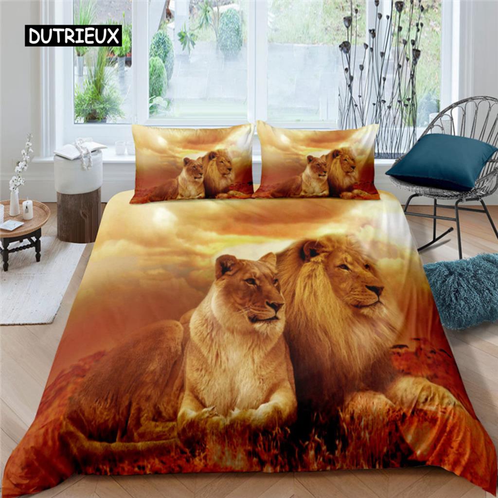 Black Lion Duvet Cover Bed Sheet Pillow Three-Piece Bedding Set