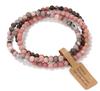 3 Pieces Natural Stone 4mm Beads Elastic Bracelets For Women Men Moss Agates Rose Quartzs Stretch Bracelet Set With Tag Jewelry
