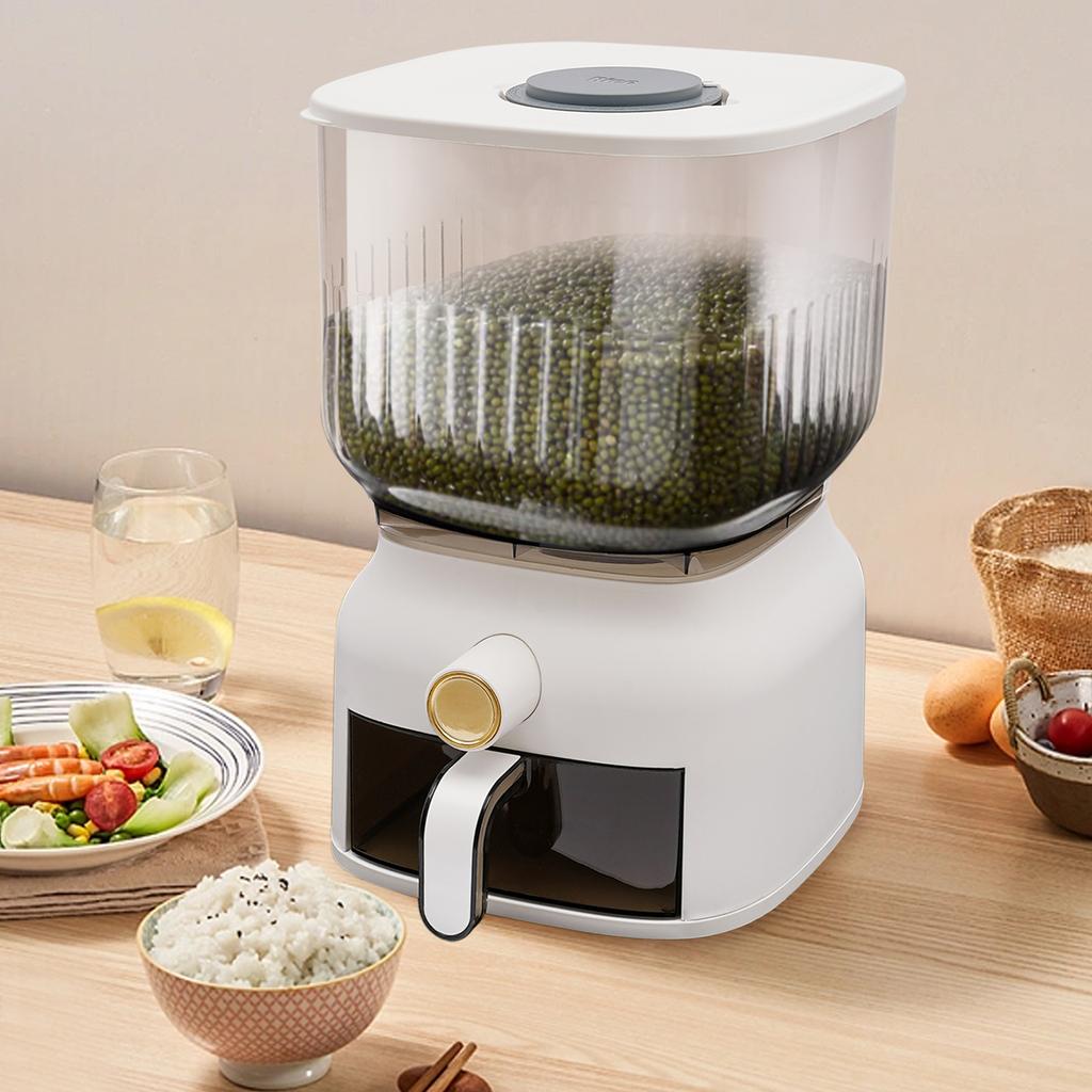 22Lbs Square Rice Dispenser,Large Airtight Grain Storage Container W/ Measuring Cup & Clear Window,Kitchen Organizer for Pantry