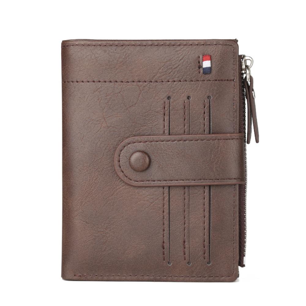 

Small Pocket Purse 2 Fold Wallets PU Leather Male PU Leather Purse Men Short PU Wallet Shopping StyleB-Dark Coffee