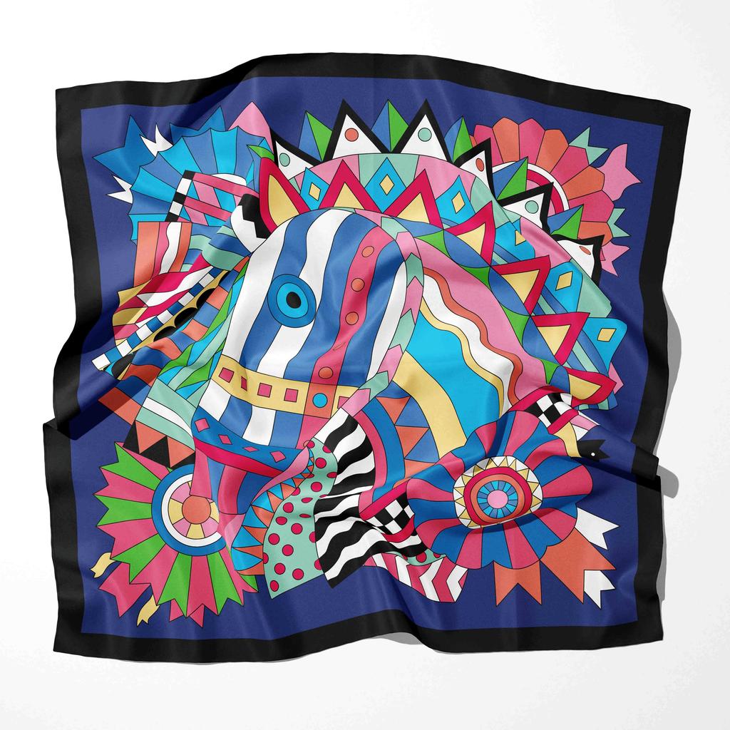 70cm*70cm Fashion  Design Print Silk Square Scarf Women Floral Foulard Horse Hairband Neckerchief Hijab Headband Bandana