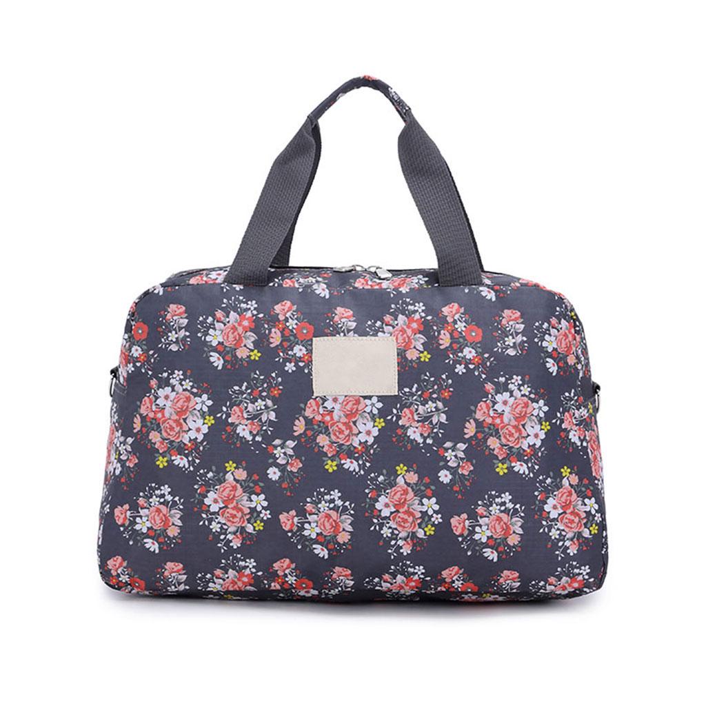 Travel Luggage Duffle Bag Lightweight Portable Handbag Black Leather Pattern Print Large Capacity Waterproof Foldable Storage Tote