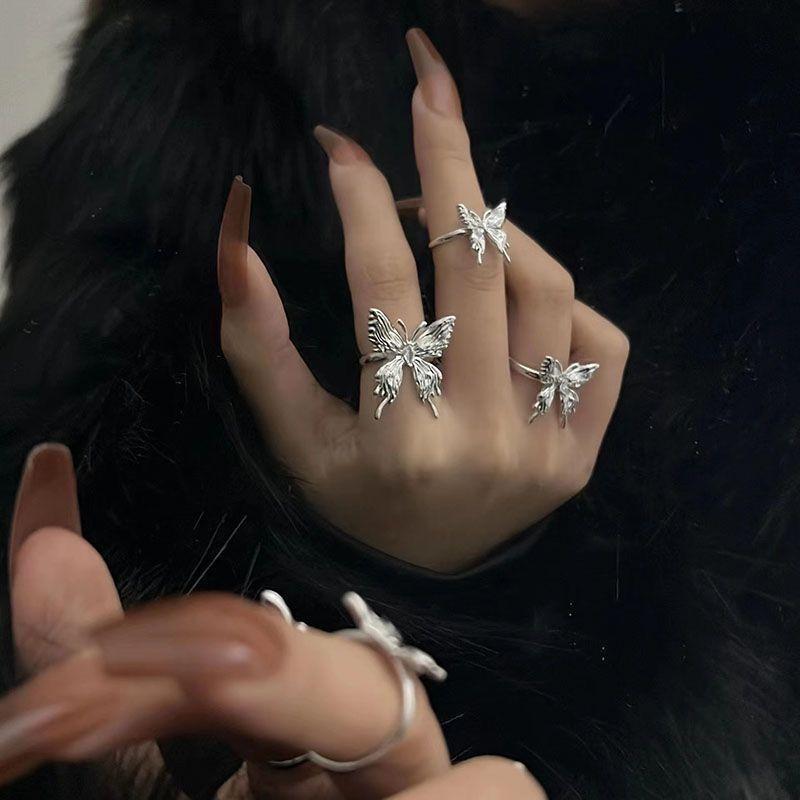 Butterfly Bestie Ring Female Student Party Accessible Luxury Fancy Special-Interest Design Exaggerated and Personalized Ornament Index Finger Ring