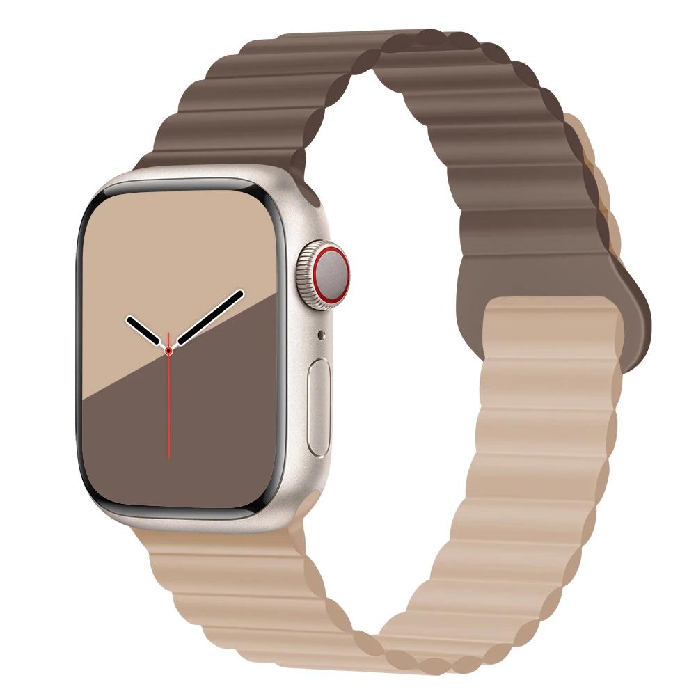 Magnetyczny Pasek Silikonowy Sportowy Bransoletki Do Apple Watch 41mm 42mm 44mm 45mm 46mm 49mm iWatch Seria 11 10 9 8 7 6 5 4se
