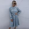 YYFS Women's Vintage Polka Dot Print Long Sleeve Slim Casual Dresses