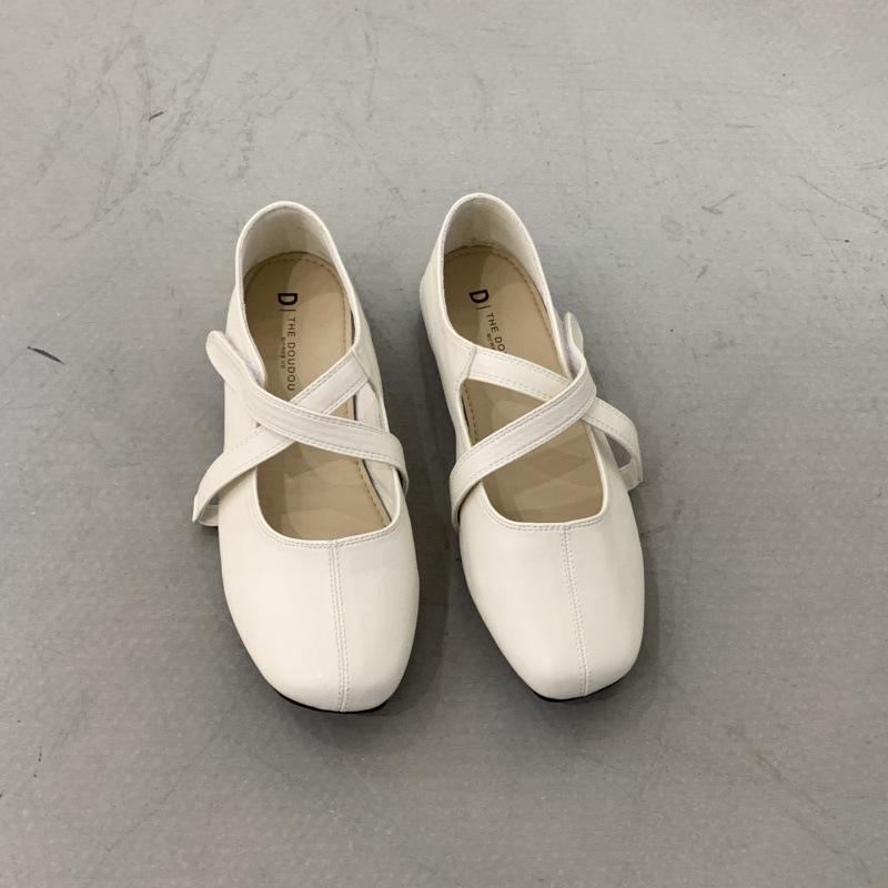 Korean Version of Cross-strap Silver Loafer Beanie Shoes 2025 Spring and Autumn New Gentle Ballet Flat Single Shoes Women's Ladyshoes