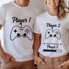 Funny Game Player 1 Player 2 Shirts Pregnancy Announceunisext Short Sleeve Unisex Unisex Tshirt Casual Couple Matching T-Shirts Gifts