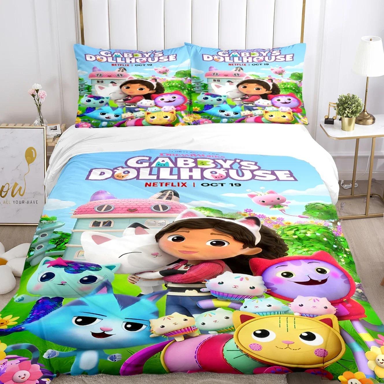 

Gabby S Dollhouse Bedding Set 3D Printed Suitable For Bedroom Duvet Cover Set With Pillowcases Kids Home Textile AU King(245*210cm)3pcs