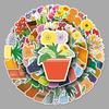 50-Piece Cartoon Plant Flower Stickers for Laptops, Cars, and Suitcases
