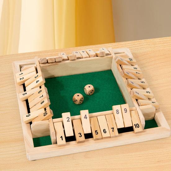 Shut The Box Board Game Educational Dice Strategy Game 2-4 Players Kids Adults Family Night Party Interactive Wooden Close The Box Toy