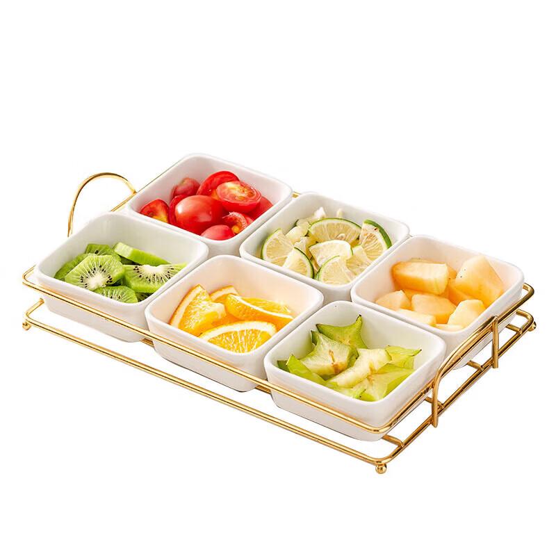 Ceramic Divided Snack Plate with Stand