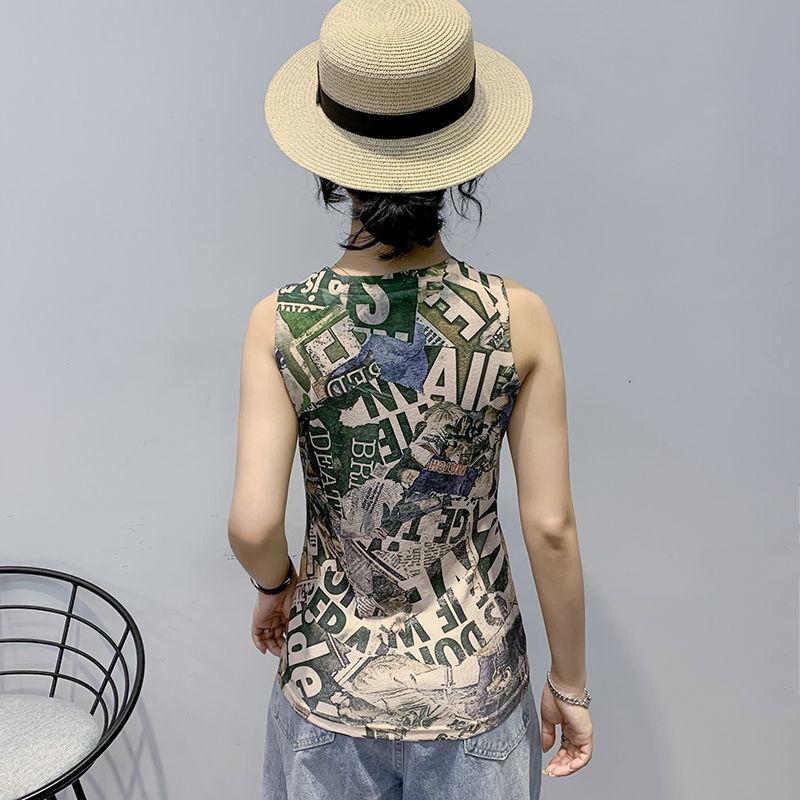 Korean Printed Camisole Vest Women's Summer New Fashionable Slim Fit Sleeveless T-shirt Top