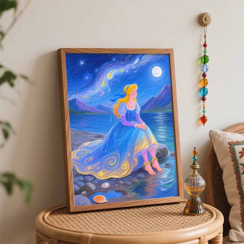 Disney Digital Oil Painting Art Kit Starry Princess Lake Handmade Coloring Painting Home Decor
