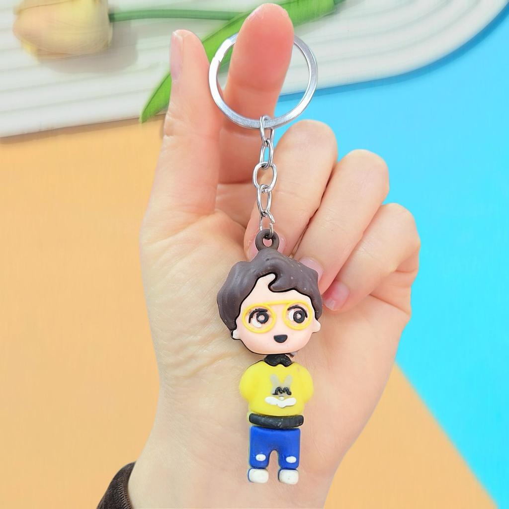 BTS 3D Cartoon Style Keychain, SoftCartoon Figure Charm, Kpop ARMY Fans Collectible Bag Pendant