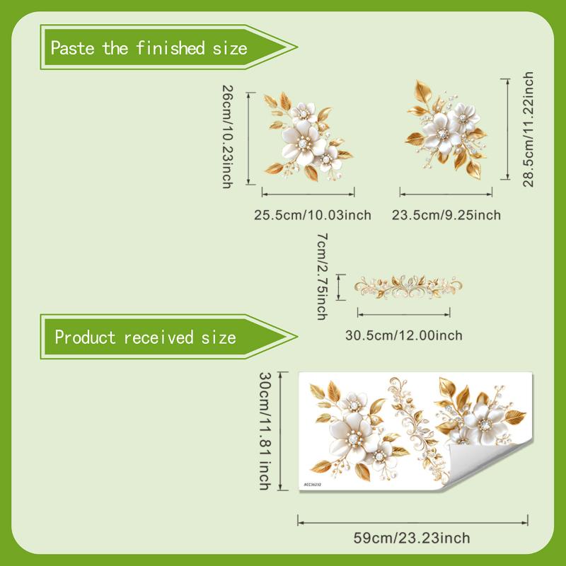 Light Luxury Golden Flower Toilet Sticker Bathroom Waterproof Self-adhesive Water Tank Decorative Sticker