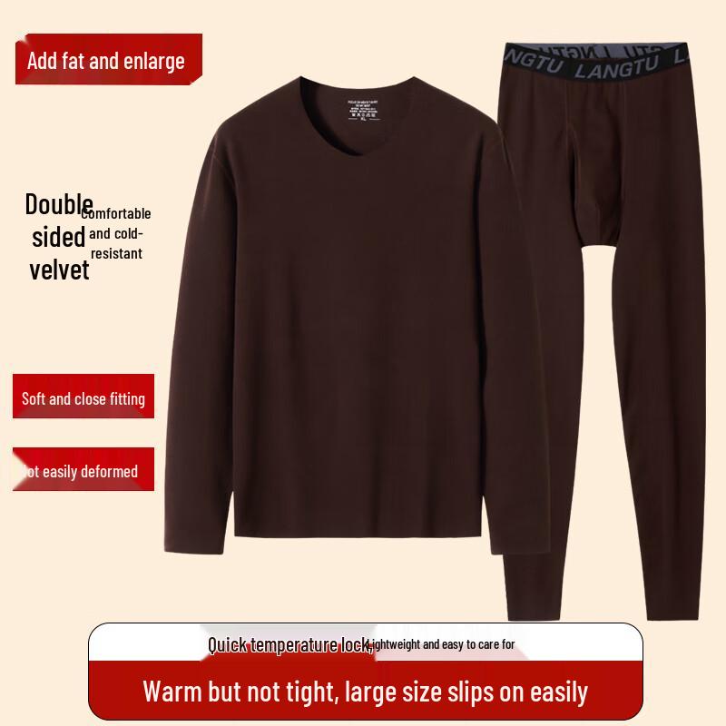 Dibinze Men's Plus Size Thermal Underwear Set