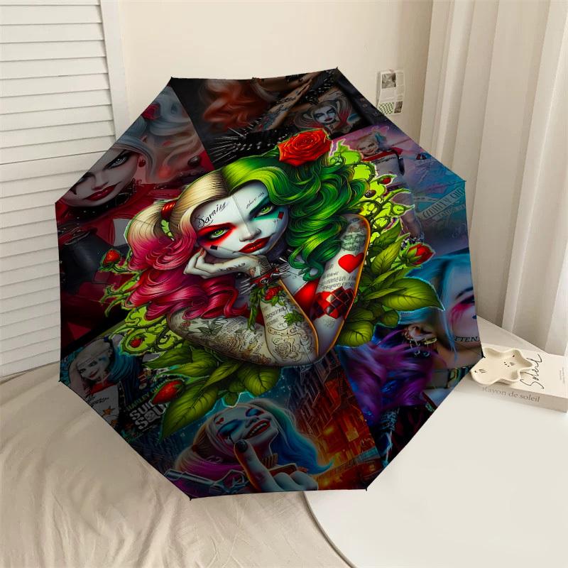 1PC Warner Tattooed Harley Quinn Umbrella-8-Rib Reinforced, Automatic Open, Lightweight & Durable-A19