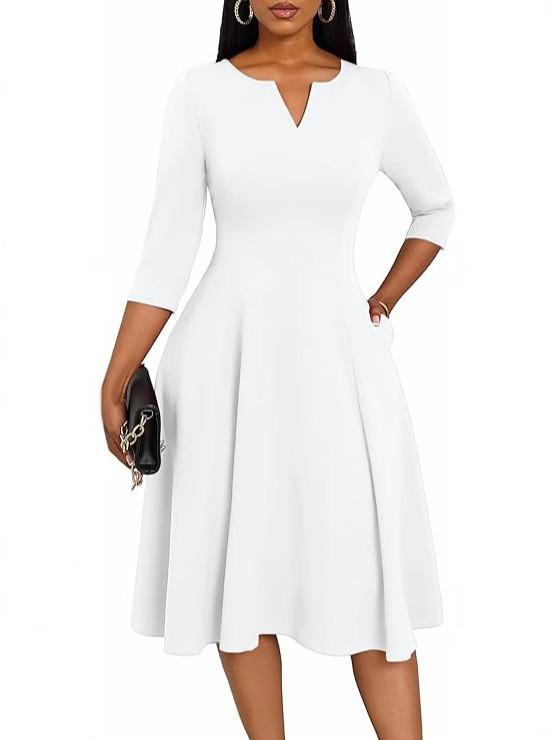 Medium and long dress, font slim fit, horn dress, seven-quarter sleeve wedding guest work dress