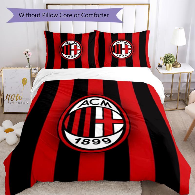 3pcs AC Milan Bedding Set Duvet Cover Closure Includes 1 Duvet Cover & 2 Pillowcases, Soft and Comfortable for All Seasons.